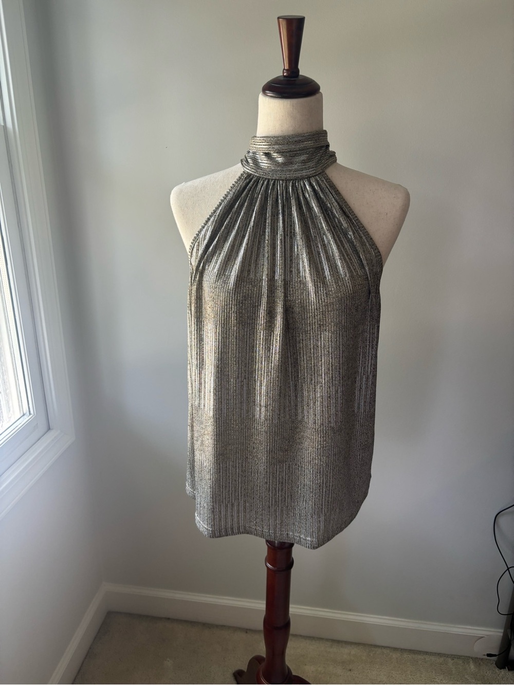 Maeve Metallic Halter Camisole in Silver